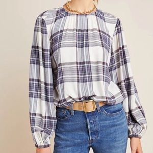 Anthro cloth & stone | small | glacier plaid blouse